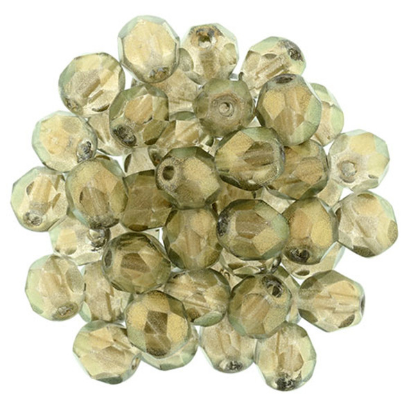 Firepolish 6mm Czech Glass Beads HALO LINEN Firepolish 6mm Czech Glass Beads HALO LINEN