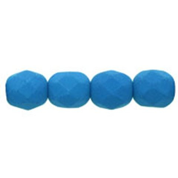 Firepolish 6mm Czech Glass Beads NEON ELECTRIC BLUE