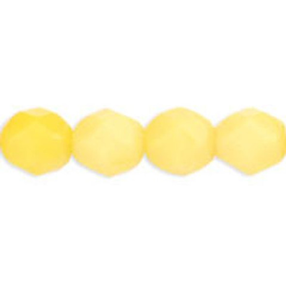 Firepolish 6mm Czech Glass Beads MILKY YELLOW