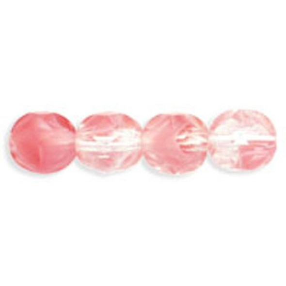 Firepolish 6mm Czech Glass Beads CRYSTAL ROSALINE