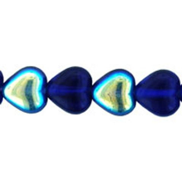 Heart Czech Glass Beads 6x6mm COBALT AB