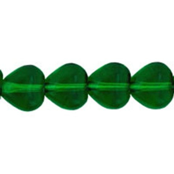 Heart Czech Glass Beads 6x6mm GREEN EMERALD