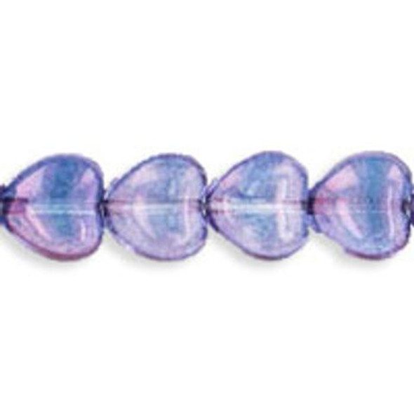 Heart Czech Glass Beads 8x8mm LUSTER TRANSPARENT DENIM BLUE