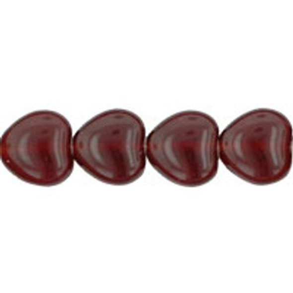 Heart Czech Glass Beads 8x8mm RUBY