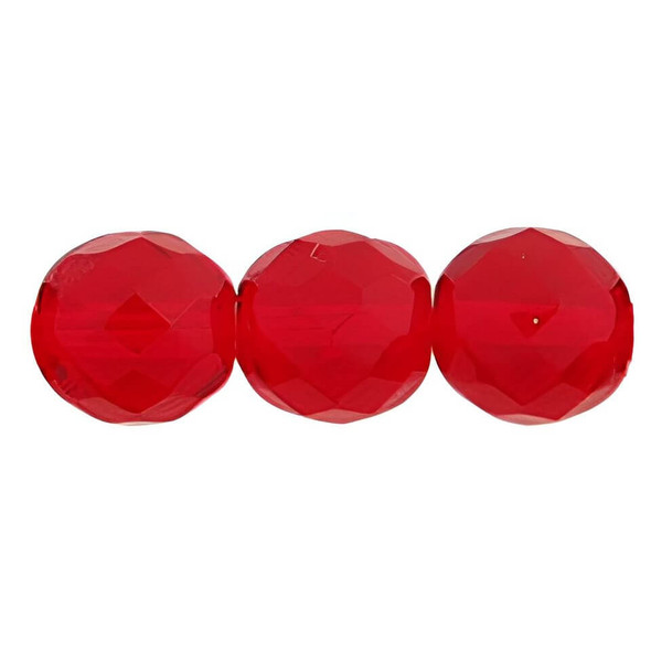 Firepolish 10mm Czech Glass Beads SIAM RUBY