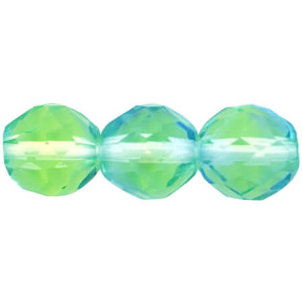 Firepolish 10mm Czech Glass Beads BLUE LT GREEN