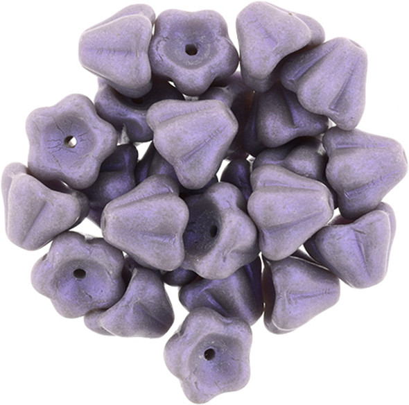 Bell Flower Czech Glass Beads 8x6mm OPALESCENT AMETHYST