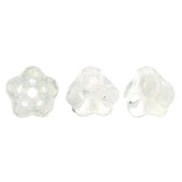 Baby Bell Flower Czech Beads 6x4mm CRYSTAL WHITE