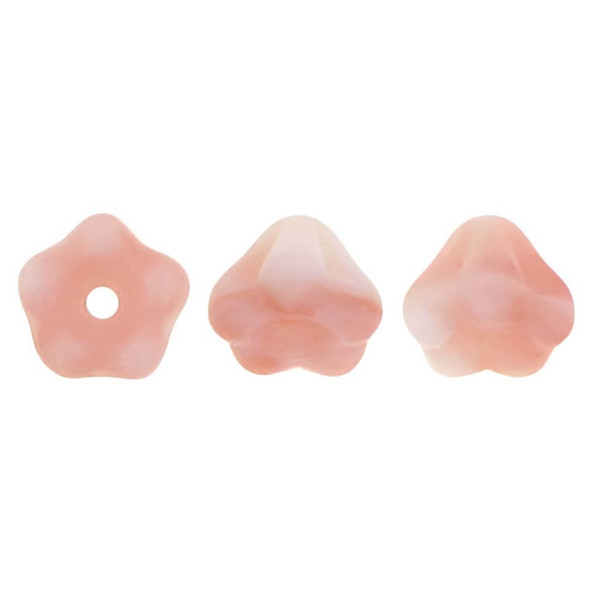 Baby Bell Flower Czech Beads 6x4mm PEACHES AND CREME