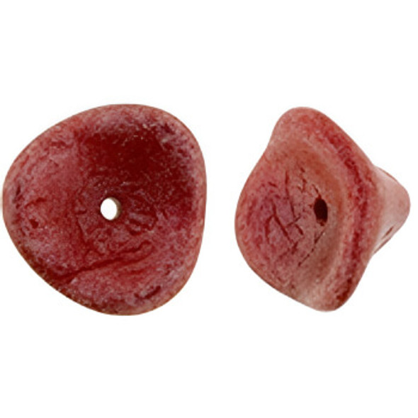 Three Petal Flower Czech Beads 12x10mm METALLIC SUEDE GUAVA