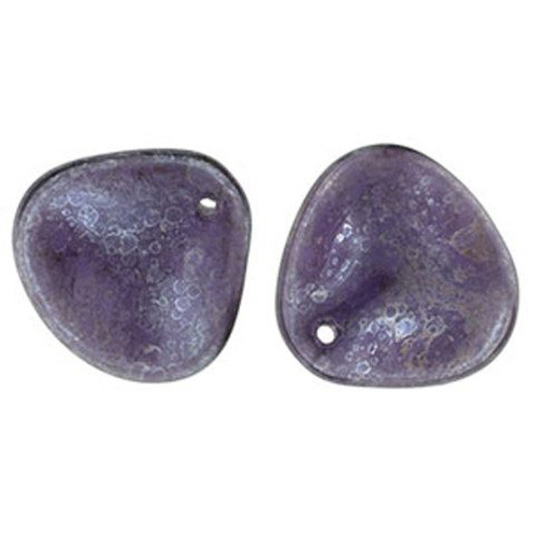 Rose Petal Czech Beads 14x13mm LUSTER STONE TANZANITE