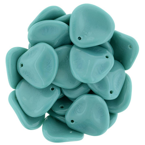 Rose Petal Czech Glass Beads 14x13mm BLUE TURQUOISE