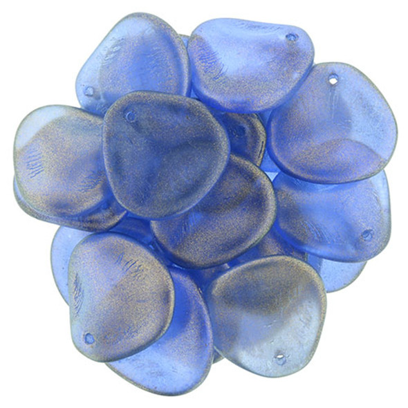 Rose Petal Czech Glass Beads 14x13mm HALO ULTRAMARINE