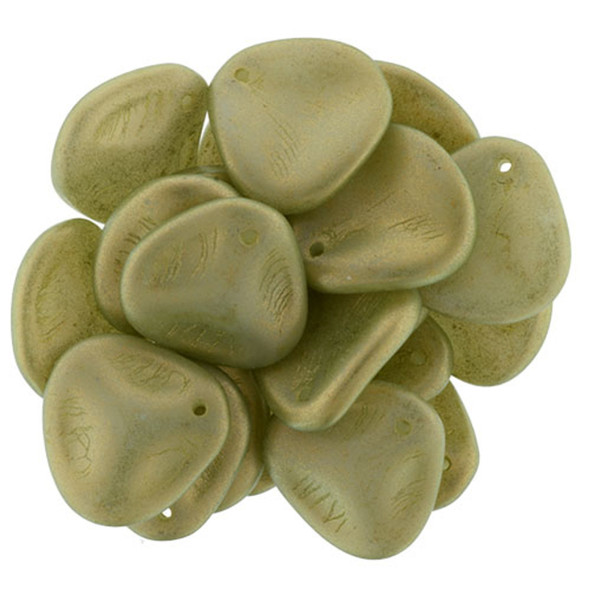 Rose Petal Czech Glass Beads 14x13mm HALO ETHEREAL CELADON