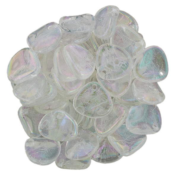 Rose Petal Czech Glass Beads 8x7mm LUSTER IRIS CRYSTAL