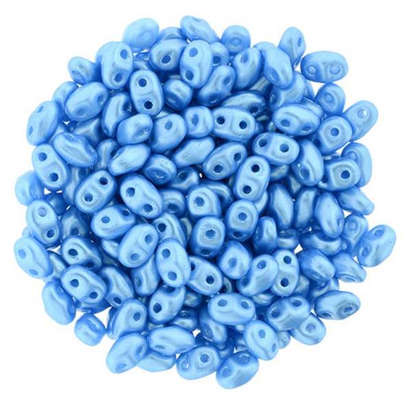 MiniDuo 2x4mm 2-Hole Czech Glass Beads PEARL COAT BABY BLUE