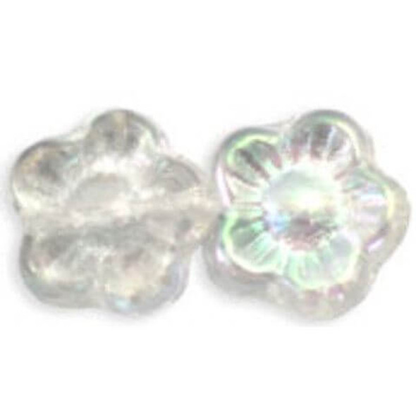 Flower Czech Glass Beads 10x10mm LUSTER CRYSTAL