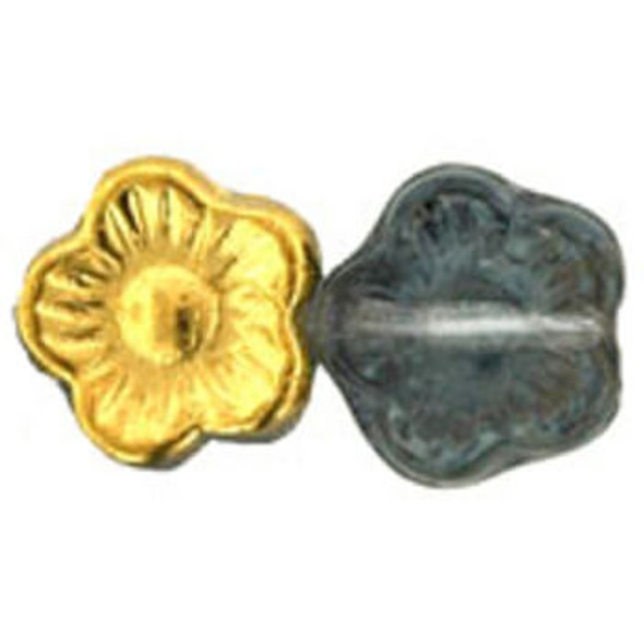 Flower Czech Glass Beads 10x10mm HALF GOLD