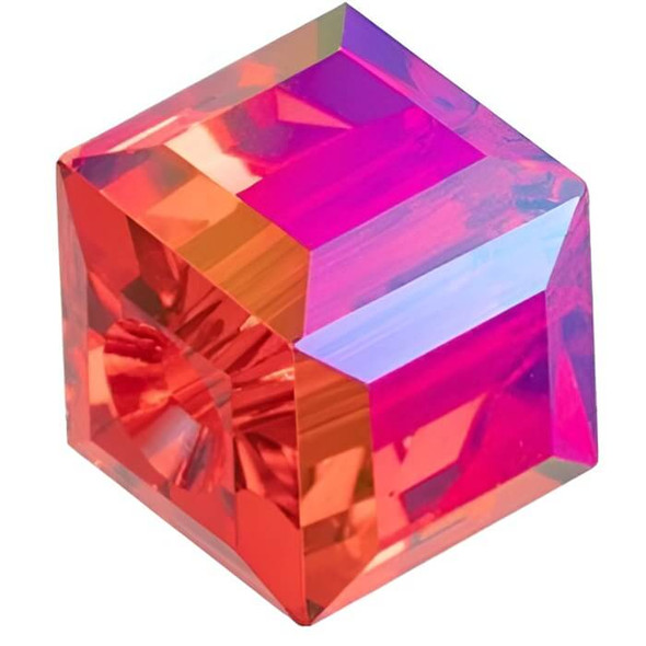 ELITE Eureka Crystal Faceted Cube Bead 8mm LIGHT SIAM SHIMMER B 5601