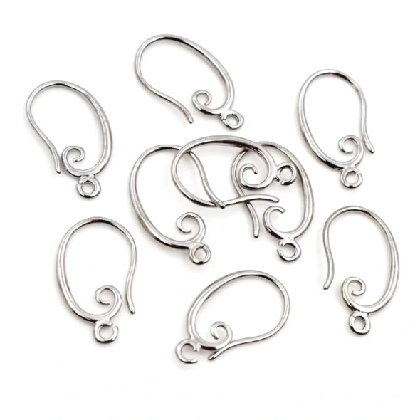 Ear Wire French Hook w/loop 19x11mm Silver Plated (5 pair)