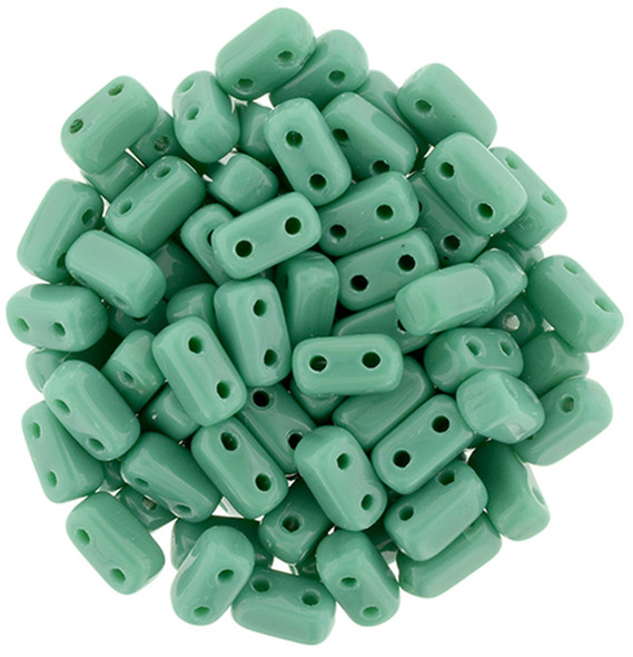 2-Hole Brick Beads 6x3mm CzechMates BLUE TURQUOISE