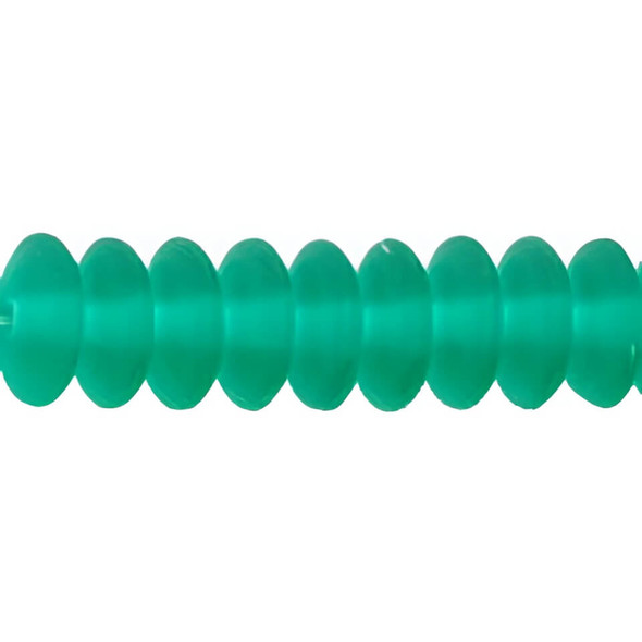 Czech Glass Beads Rondelle Disc MATTE EMERALD 6mm