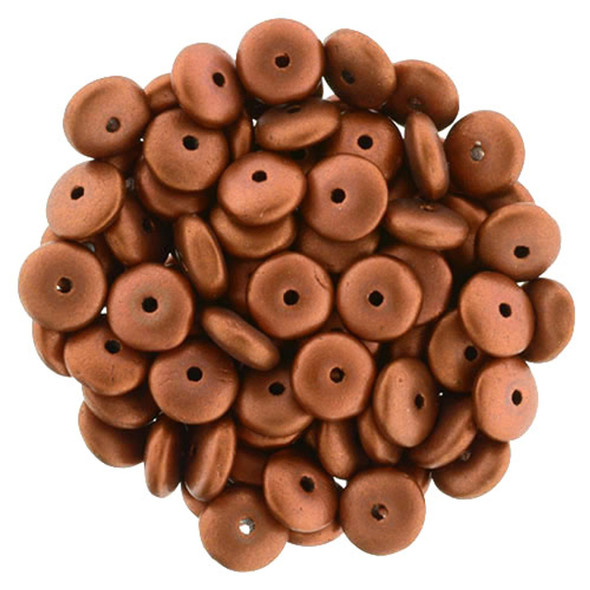 Czech Glass Beads Rondelle Disc MATTE METALLIC ANTIQUE COPPER