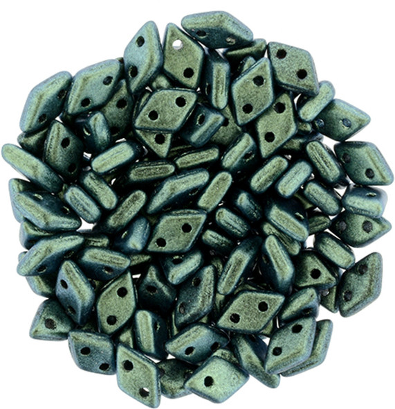2-Hole Diamond Beads 4x6.5mm CzechMates POLYCHROME AQUA TEAL