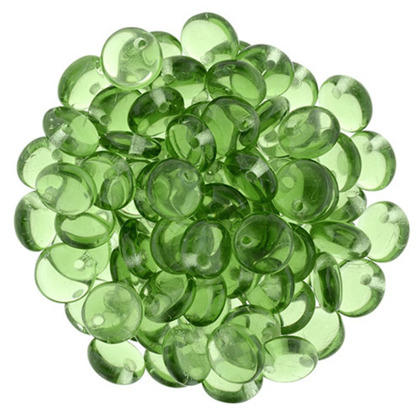 Czech Glass Lentil Beads PRAIRIE GREEN 6mm