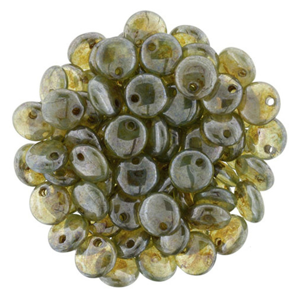 Czech Glass Lentil Beads ULTRA LUSTER MILKY GREEN 6mm