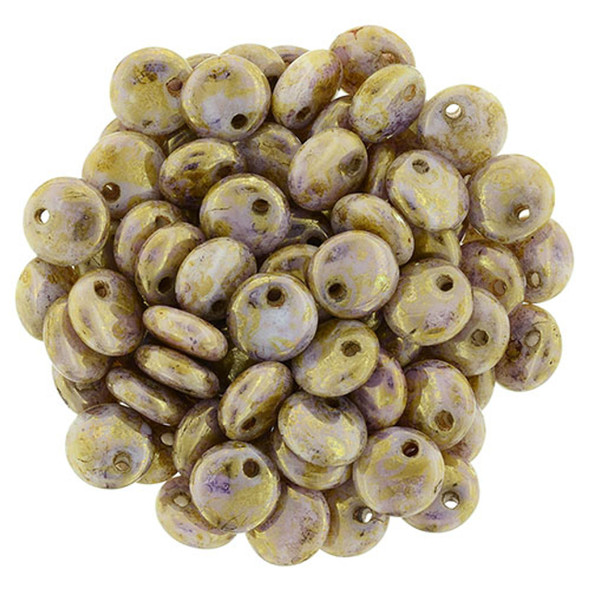 Czech Glass Lentil Beads LUSTER OPAQUE GOLD SMOKY TOPAZ 6mm