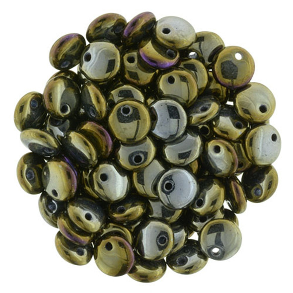Czech Glass Lentil Beads IRIS  BROWN 6mm