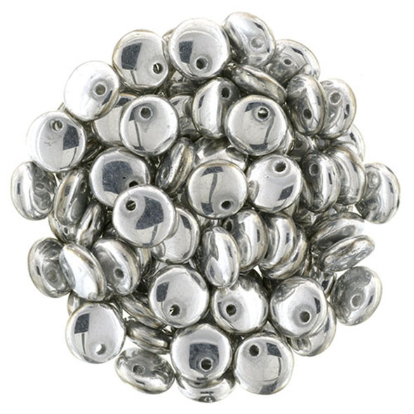 Czech Glass Lentil Beads SILVER 6mm