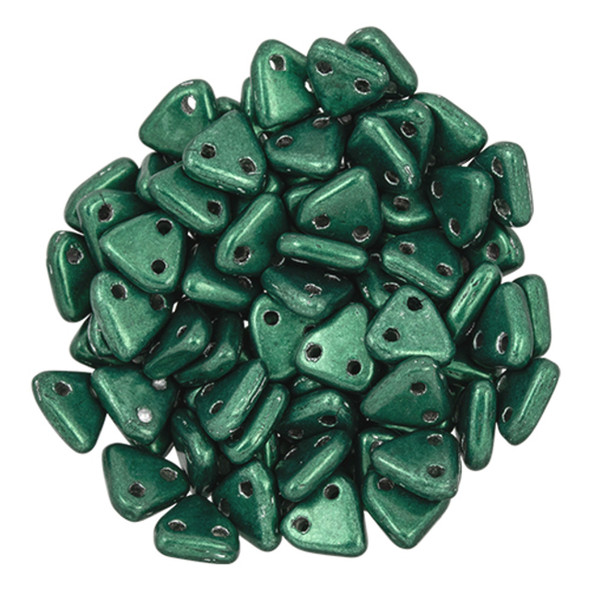 2-Hole TRIANGLE Beads 6mm CzechMates SATURATED METALLIC MARTINI OLIVE
