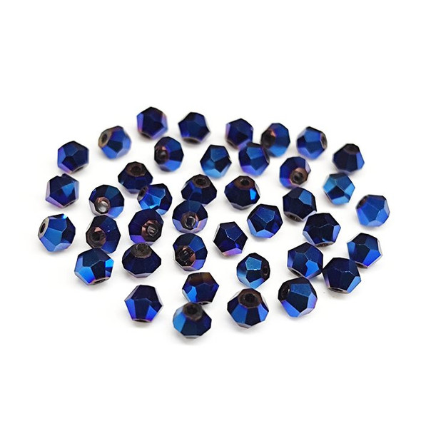 Krakovski Crystal Bicone Beads 4mm METALLIC BLUE IRIS