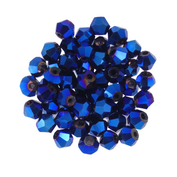 Krakovski Crystal Bicone Beads 4mm METALLIC BLUE IRIS 2