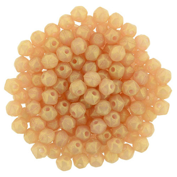 Czech Glass English Cut Beads SUEDED GOLD MILKY PINK 3mm