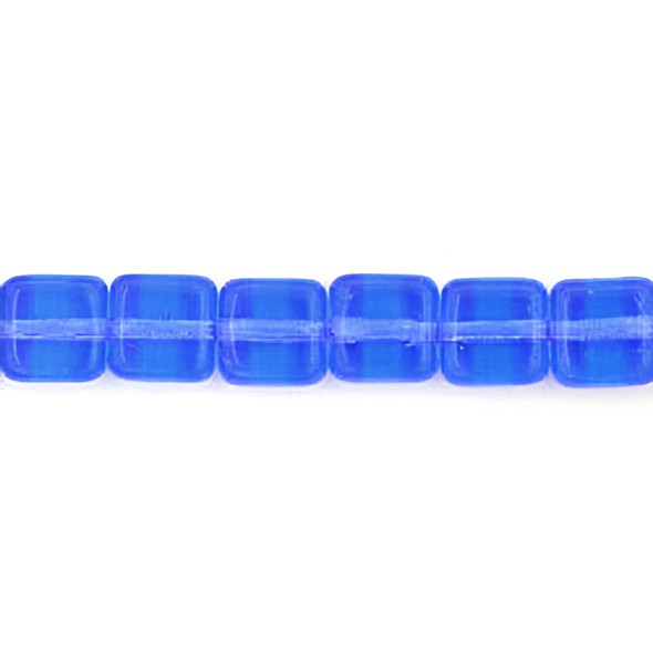 Flat Square Czech Glass Beads 6mm SAPPHIRE