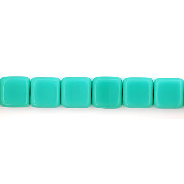 Flat Square Czech Glass Beads 6mm TURQUOISE