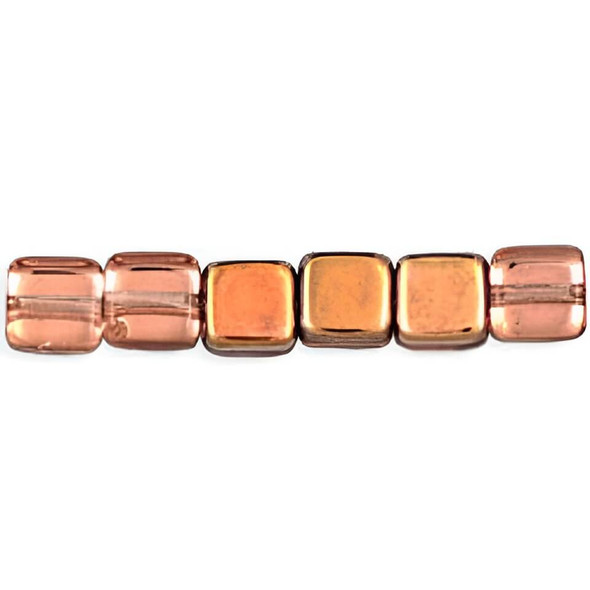 Flat Square Czech Glass Beads 6mm APOLLO GOLD