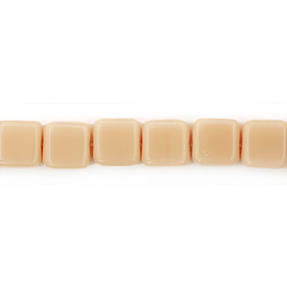 Flat Square Czech Glass Beads 6mm OPAQUE LT BEIGE