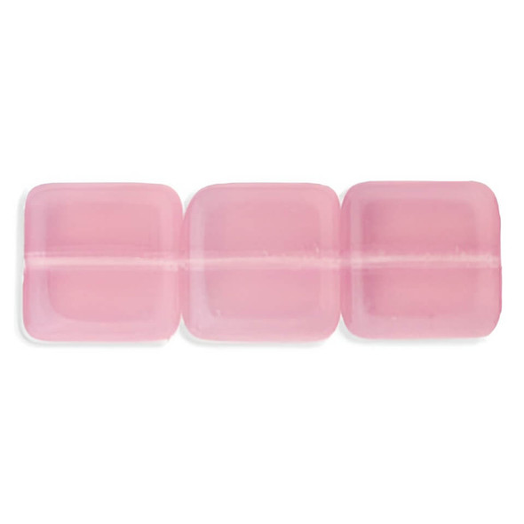 Flat Square Czech Glass Beads 9mm MILKY PINK