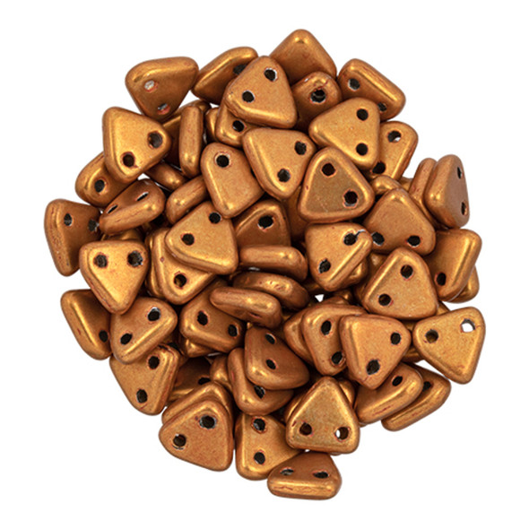 2-Hole TRIANGLE Beads 6mm CzechMates SATURATED METALLIC RUSSET ORANGE