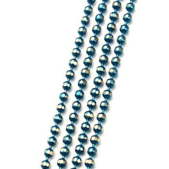 Diamond Cut Ball Chain 1.5mm METALLIC BLUE By The Foot