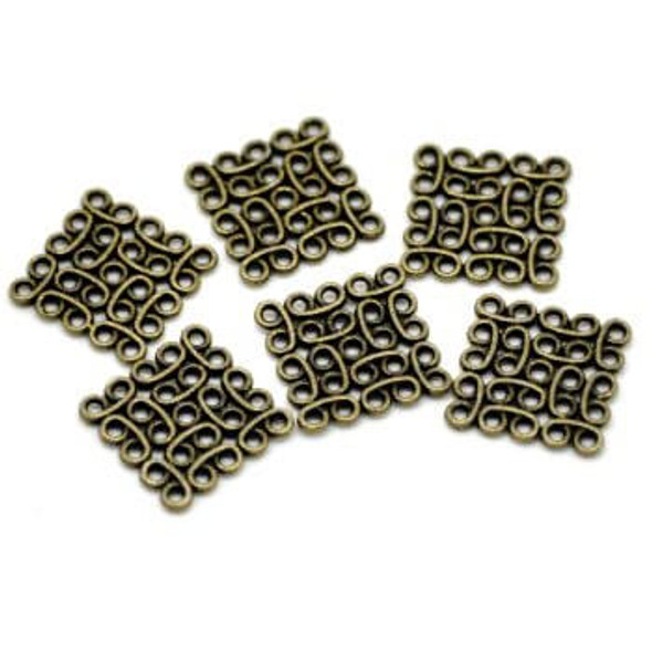 Link SQUARE FLOWER CONNECTOR 15mm Antique Bronze