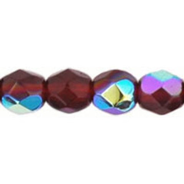 Czech Glass FIREPOLISH Beads 4mm RUBY AB