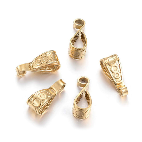 Gold Plated Stainless Steel ORNAMENTAL PENDANT BAILS 15.5mm