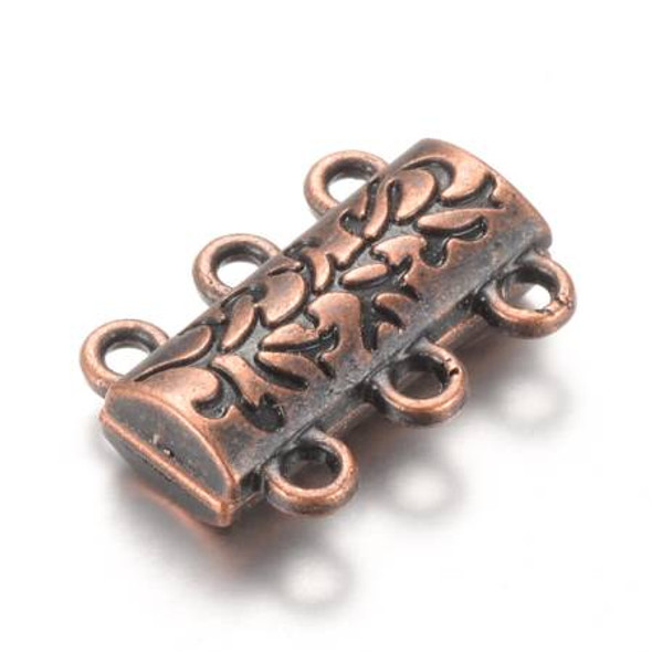 MAGNETIC CLASP 3-LOOP 19x14mm Antique Copper