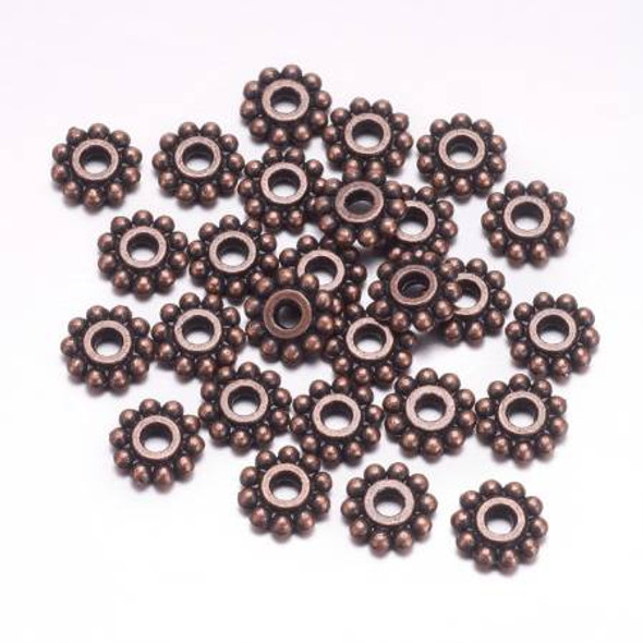 Daisy Spacer Bead Antique Copper 6.5mm