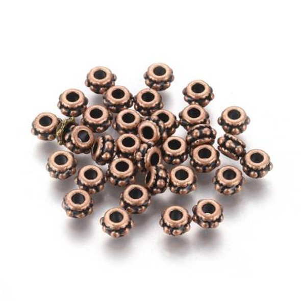 TIBETAN STYLE Round Spacer Bead 5mm-Antique Copper
